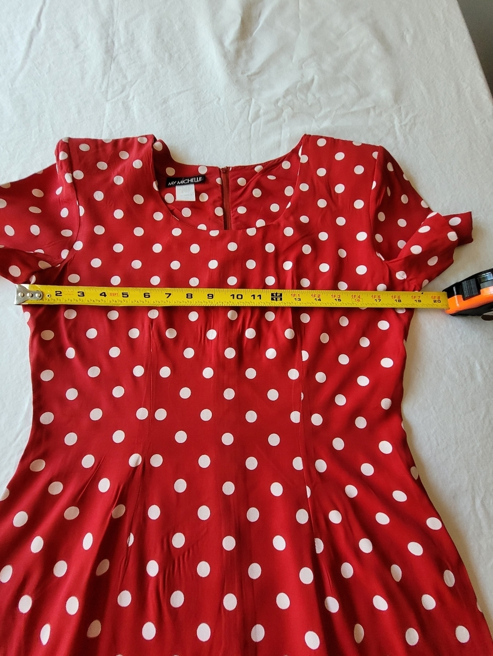 VTG My Michelle Red & White Polka Dot Mini Dress Size 11/12 - Picture 5 of 11